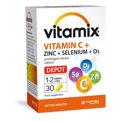 Fortex-vitamix-c-zn-se-d3.jpg Fortex VITAMIX Vitamin DEPOT Vitamin C-ZN-Se-D3 30 капсули - Image 1
