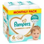 Pampers Premium Care Monthly Pack Mесечно пакување премиум пелени бр.6 (13-18кг) х 140