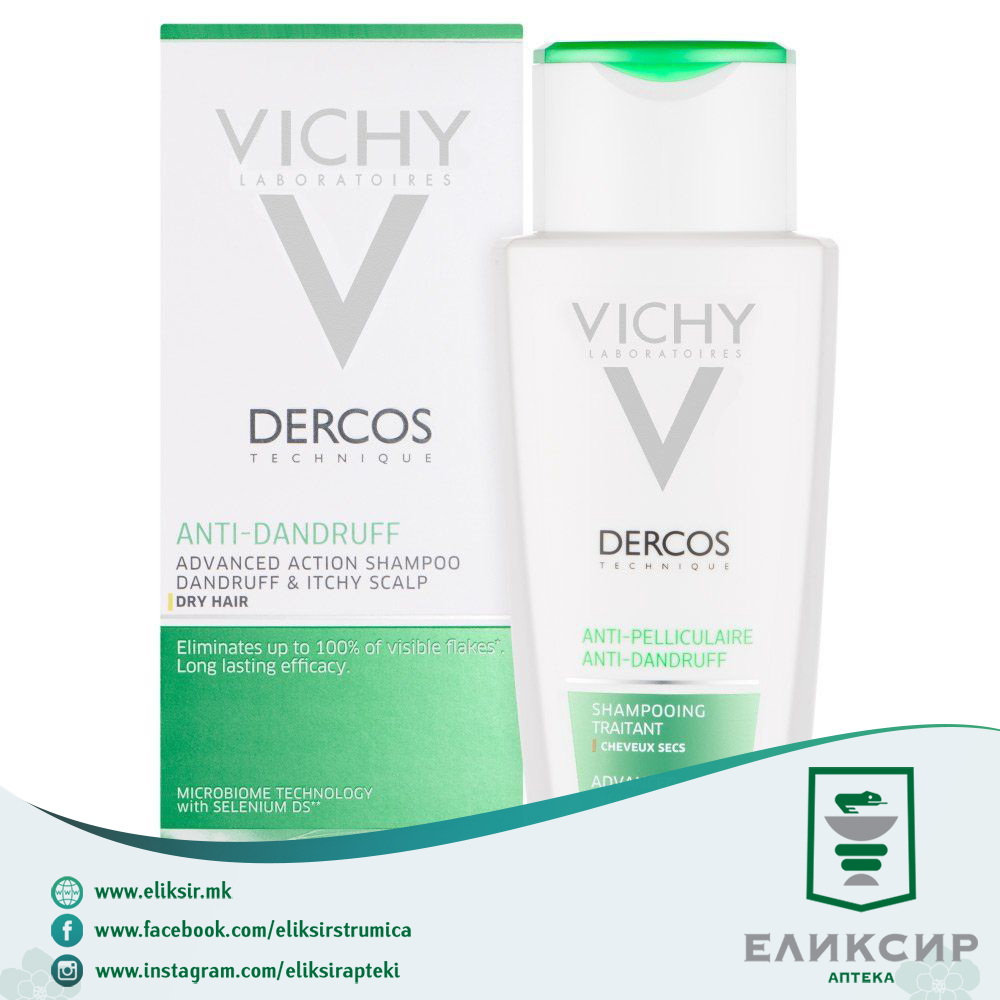 VICHY-DERCOS-Anti-Dandruff-dry.jpg VICHY DERCOS Anti-Dandruff Шампон против првут за сува коса 200мл - Image 1