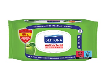 antibacterial-septona-zeleni.jpg Septona Antibacterial Wipes - Влажни марамици 60 парчиња - Image 1