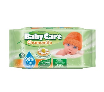 baby-care-chamomile.jpg Baby Care Chamomile Wipes - Влажни марамици 72 парчиња - Image 1