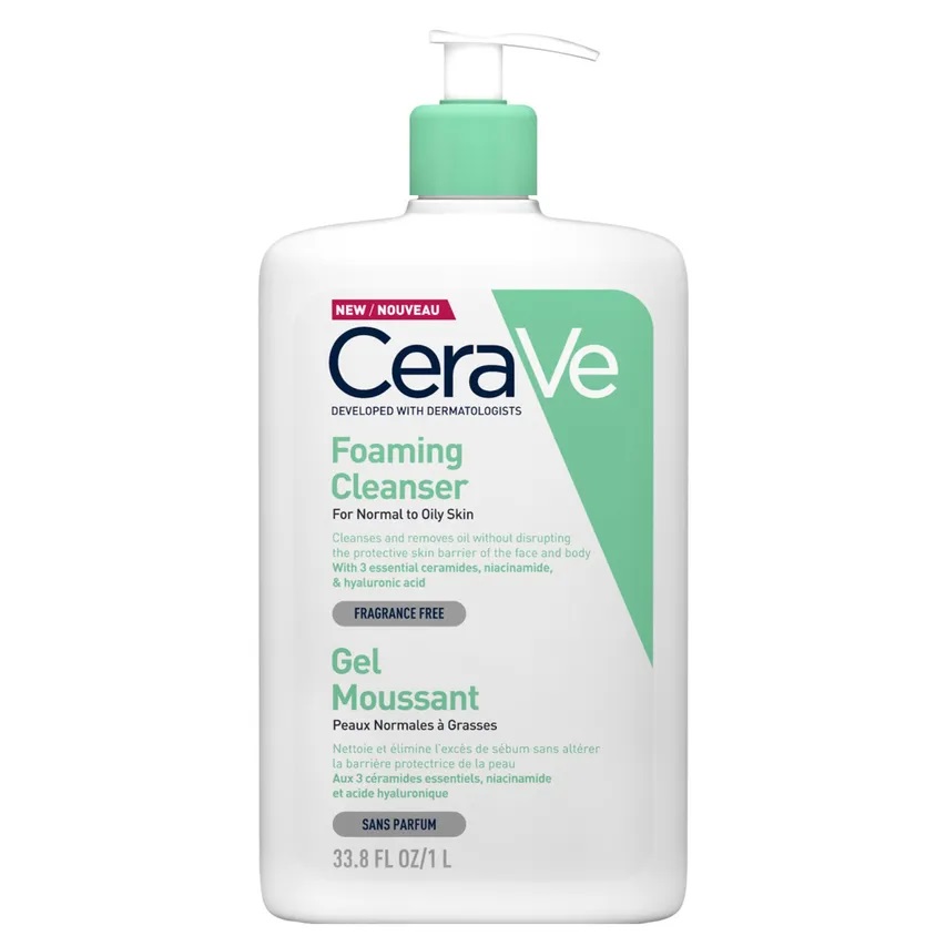 cerave_foaming_cleanser_1000ml.jpg CeraVe Foaming Facial Cleaner -Пена за чистење на масна кожа 1000ml - Image 1