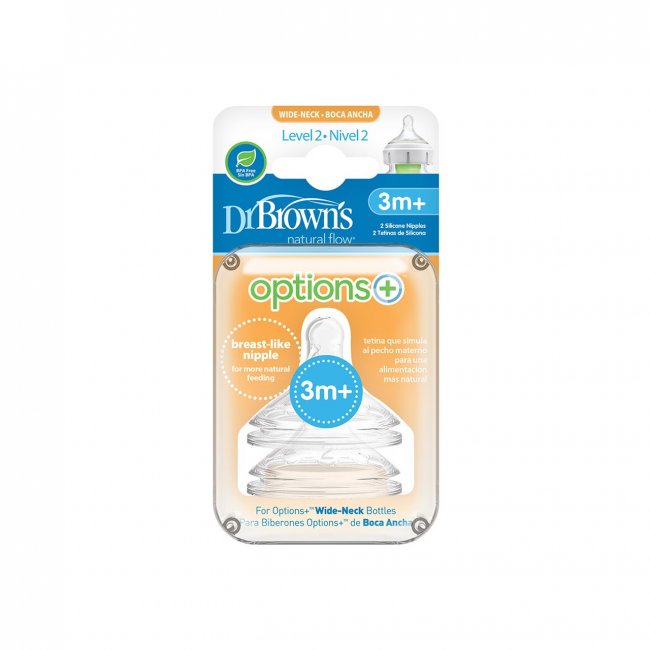dr-browns-20446.jpg Dr.Browns - Силиконска Цуцла 3-6 месеци ( широко грло) Сет од 2 цуцли - Image 1