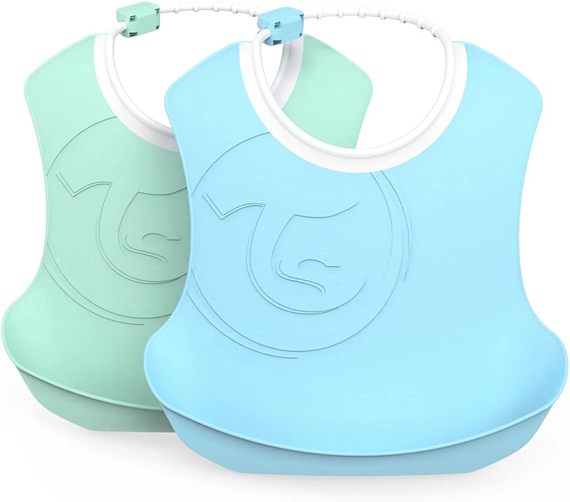 ligavce-dve-roze-violetovo.jpg Twistshake SET 2xBib 4m+ - Гумено лигавче сино и зелено сет - Image 1