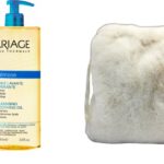URIAGE SET XEMOSE HUILE со Пуфкаст несесер Mаслена купка за капење и смирување на кожата 500ml