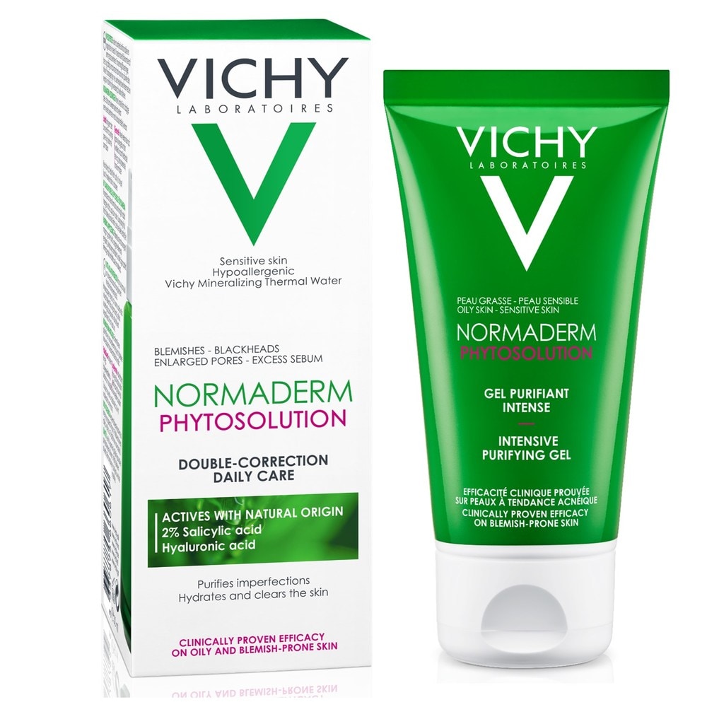 vichy-normaderm-gel-set-phytosolution-19657.jpg VICHY SET Normaderm Phitosolution Gel и Double-Correction - СЕТ од Гел за интензивно чистење 50мл и Дневна нега за митесери и пори 50 мл - Image 1